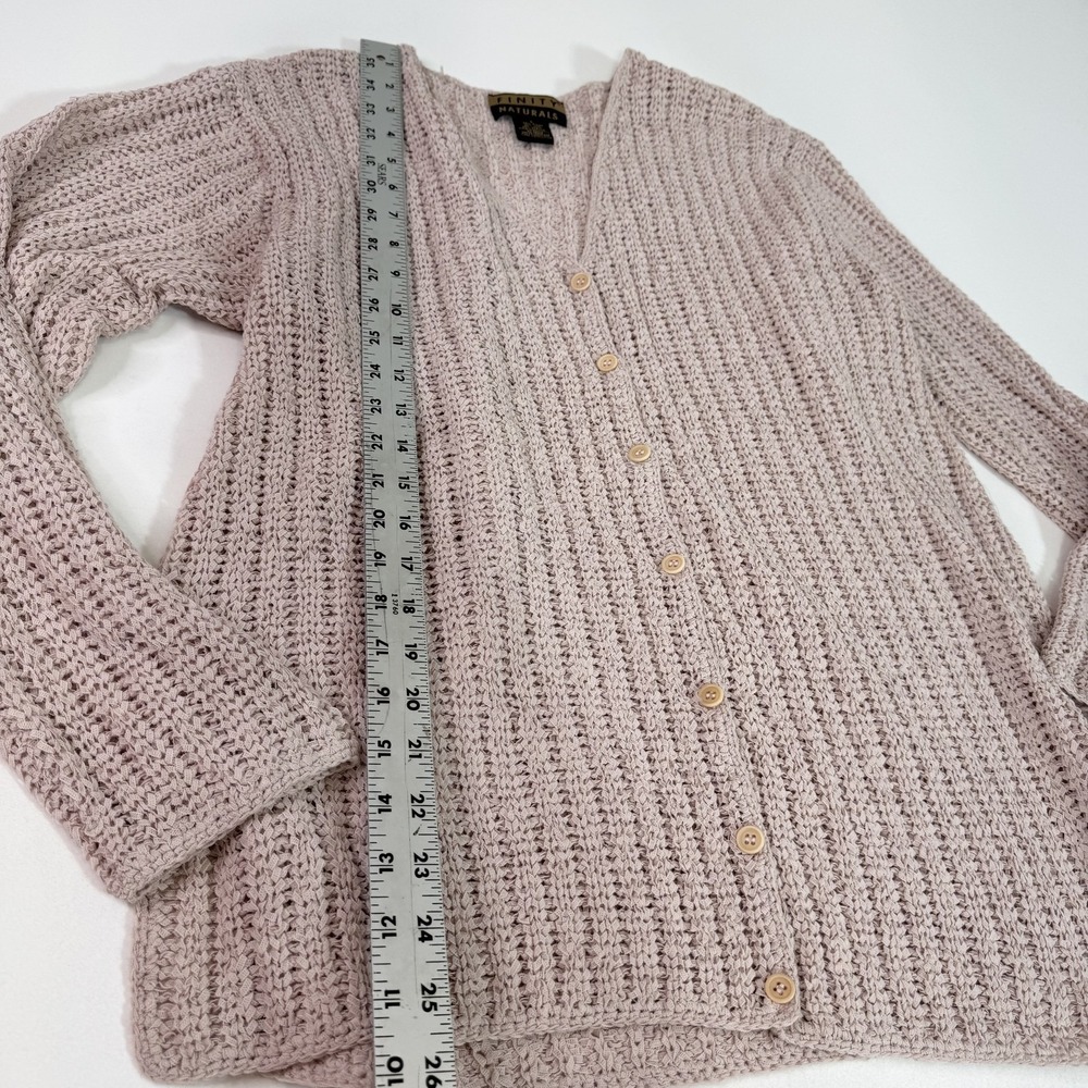 Finity Naturals Sweater Womens Small Beige Button Front Wool Blend Knit Cardigan - Picture 4 of 8